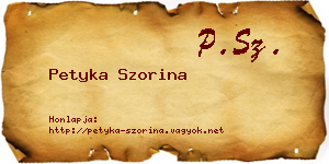 Petyka Szorina névjegykártya